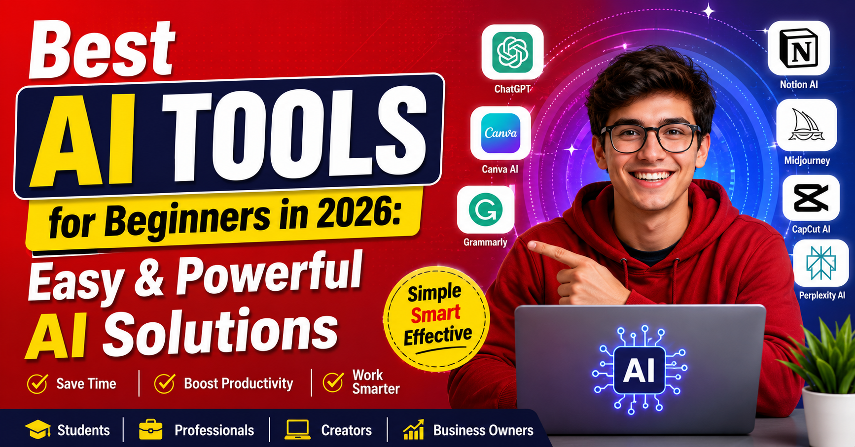 Best AI Tools for Beginners in 2026: Easy & Powerful AI Solutions